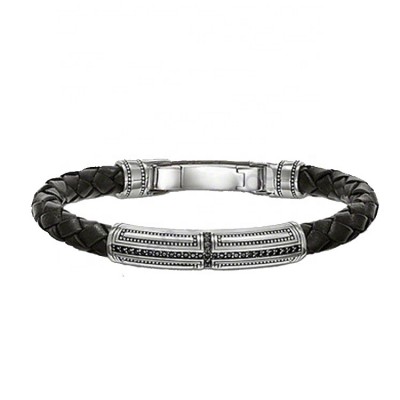 Wholesale High Quality Leather 925 Sterling Silver Bracelet Bangle