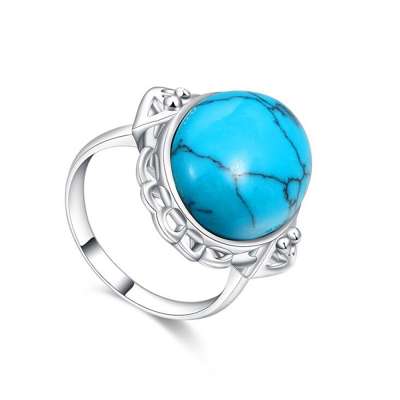 Hot style blue agate fashion design 925 silver ring for anniversary